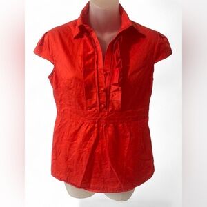 Merona Vibrant Red Blouse with Ruffle Accents